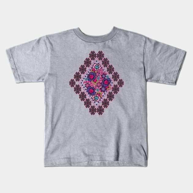 Folk Aztec print Kids T-Shirt by gaynorcarradice